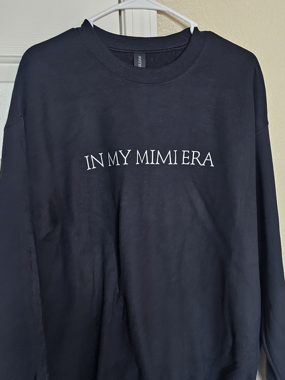 Gildan Black Crewneck Sweatshirt with White "IN MY MIMI ERA" Graphic